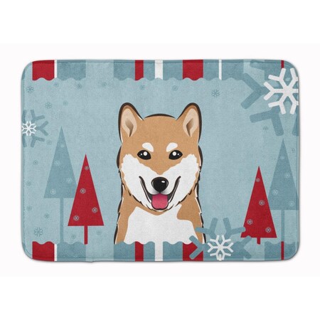 Carolines Treasures Winter Holiday Shiba Inu Machine Washable Memory Foam Mat BB1721RUG